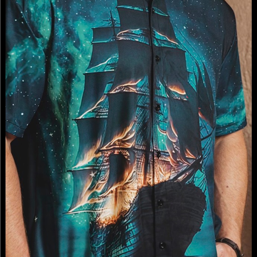 Men's Nautical Graphic Casual Button Down Shirt